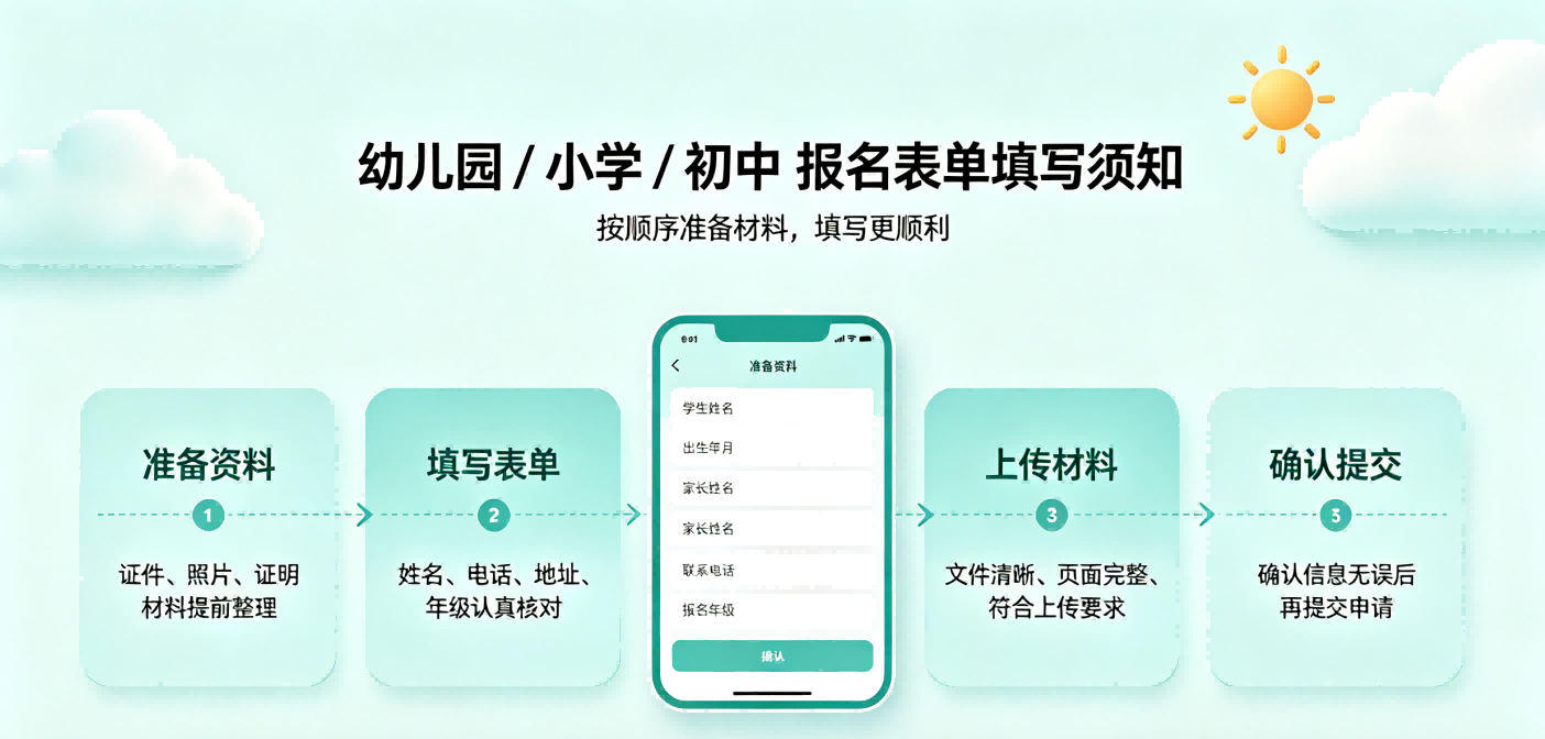 幼儿园/小学/初中报名表单填写注意事项有哪些?